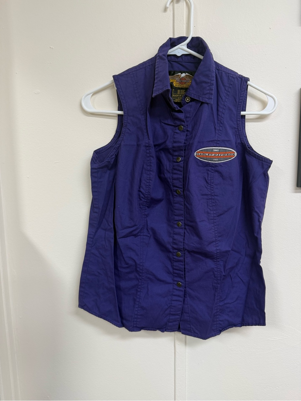Harley-Davidson Purple Sleeveless Button-Down Women's Shirt